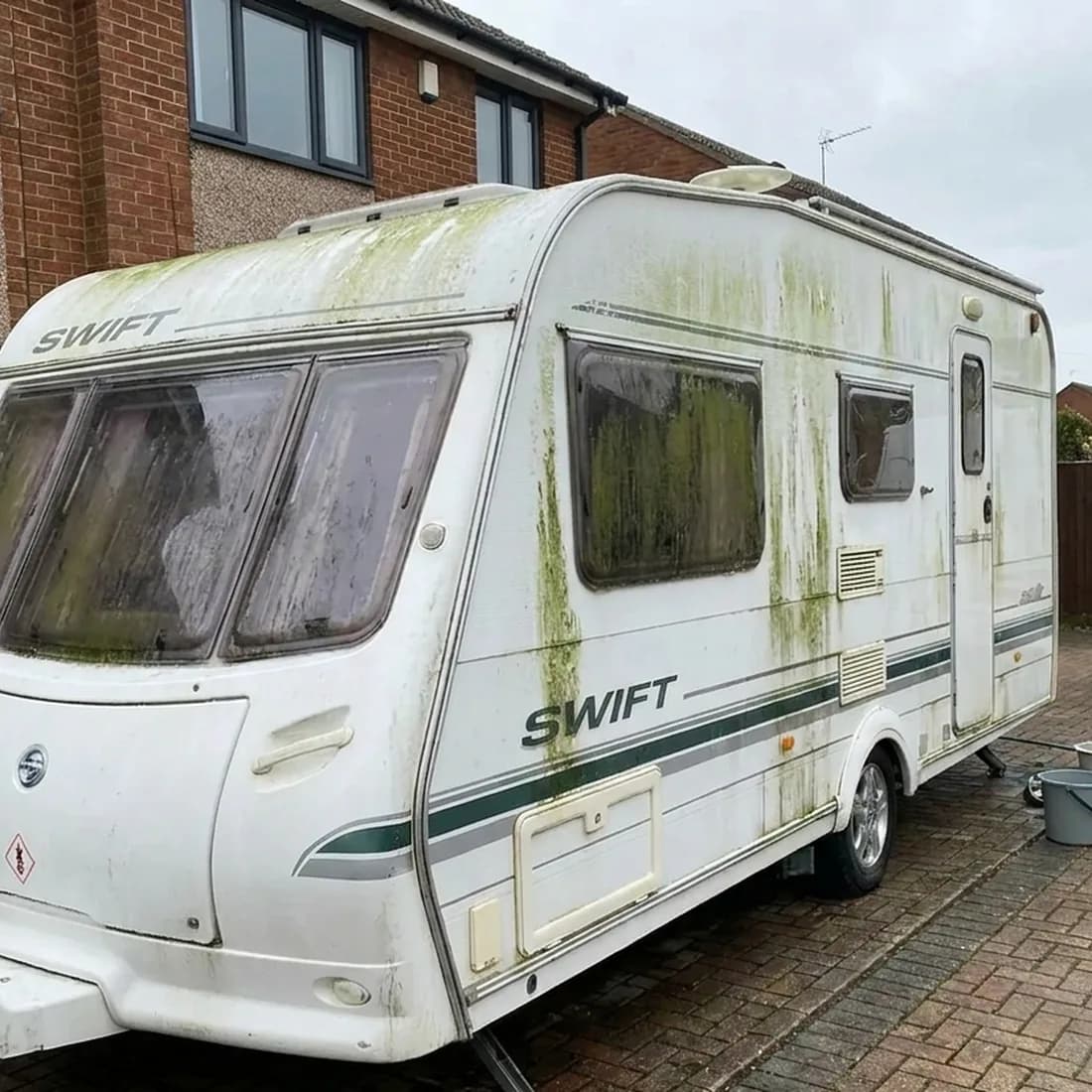 Perished caravan skylight seal before repair