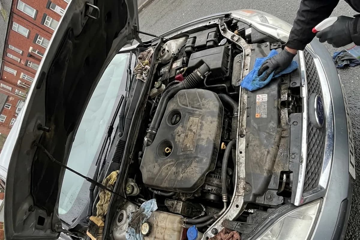 Clean, dressed engine bay after a safe valet