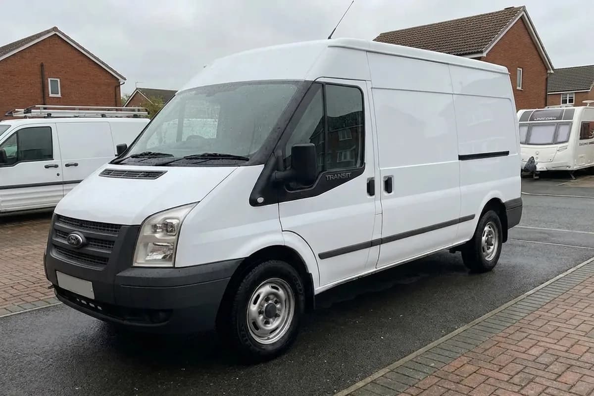 Work van being valeted at a business yard