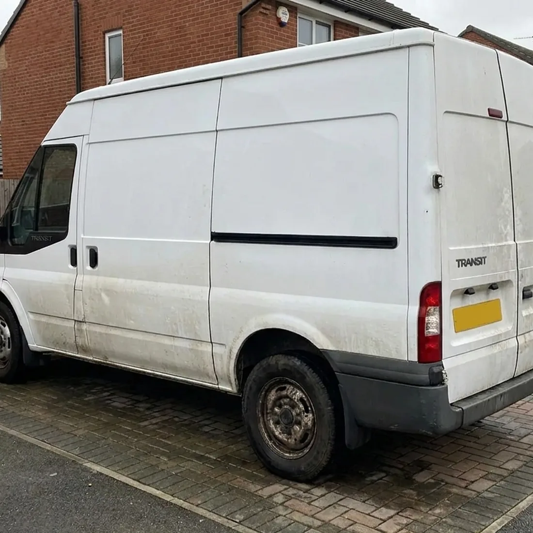 Grimy work van before valeting